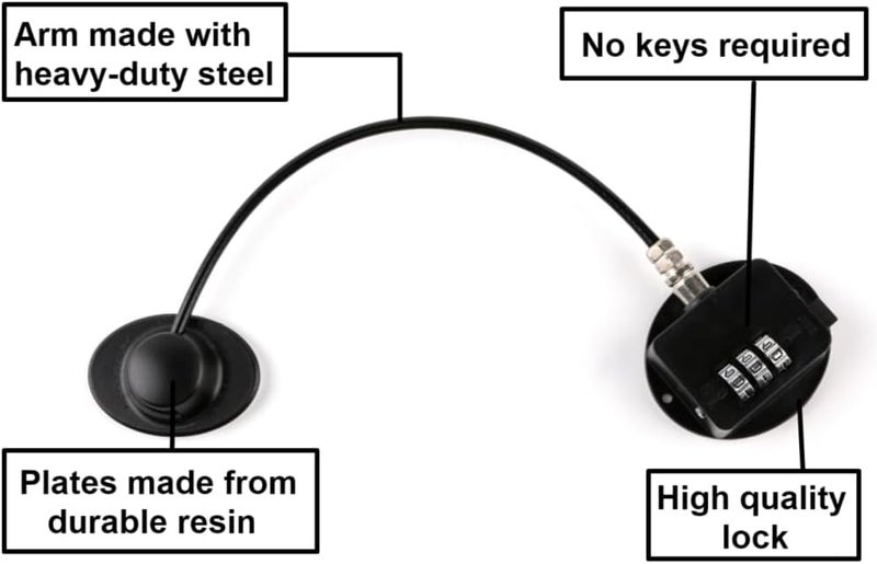 FIGEPO Combination Refrigerator Lock - Child Safety Lock (2 Pack, Black) - Image 3